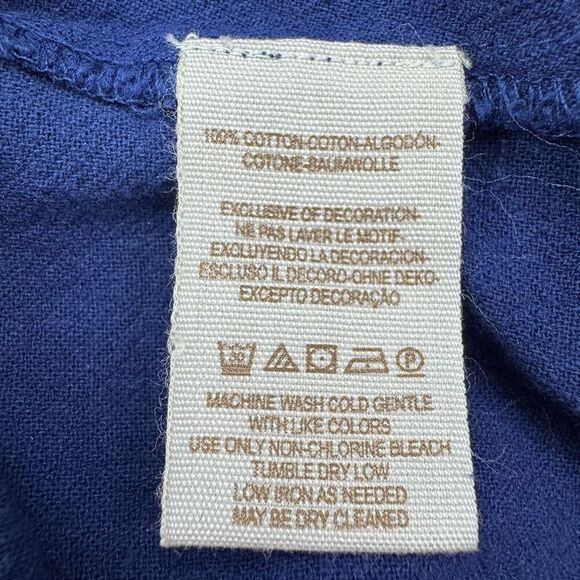 Free People Cherry Bomb Embroidered Peasant Blouse Navy Blue Pink Boho Top S - Picture 8 of 10